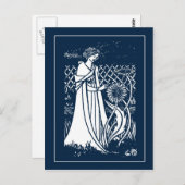 Beardsley Lady & Sunflower Post Card Briefkaart (Voorkant / Achterkant)
