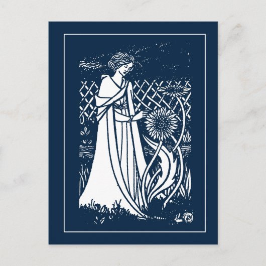 Beardsley Lady & Sunflower Post Card Briefkaart (Voorkant)