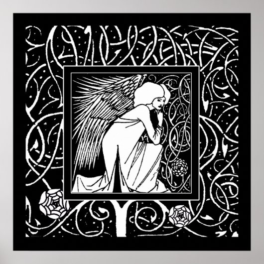 Beardsley Nouveau Angel Poster Print (Voorkant)