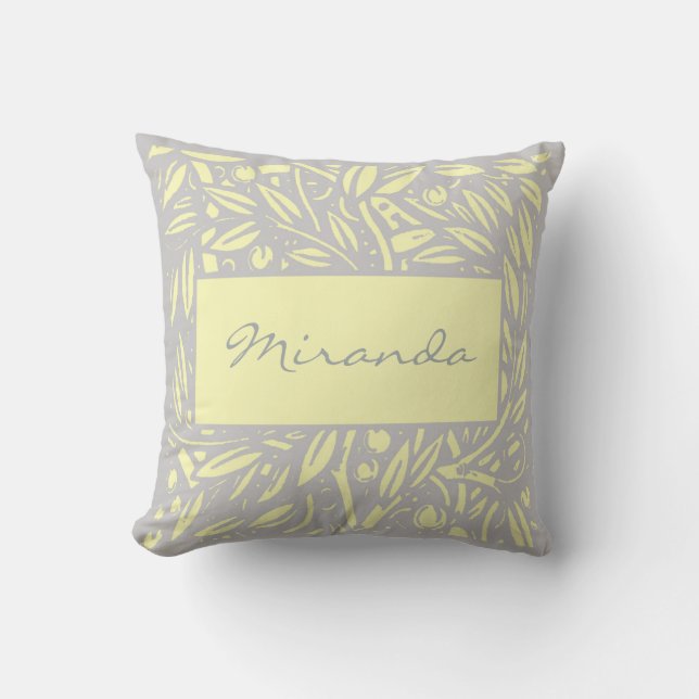 Beardsley Nouveau Garden Border Monogram Pillow Kussen (Voorkant)