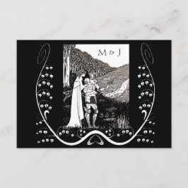 Beardsley Nouveau Knight & Lady-reactiekaart RSVP Kaartje