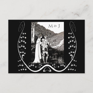 Beardsley Nouveau Knight & Lady-reactiekaart RSVP Kaartje