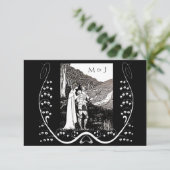 Beardsley Nouveau Knight & Lady-reactiekaart RSVP Kaartje (Staand voorkant)