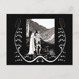 Beardsley Nouveau Knight & Lady Wedding Invitation Kaart