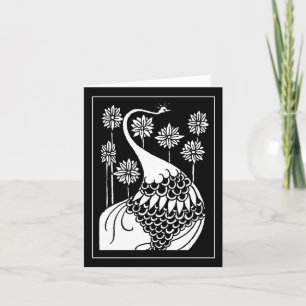 Beardsley Nouveau Peacock Note Card Kaart