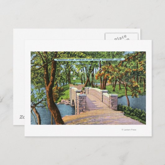 Beardsley Park Uitzicht van de Stone Bridge Briefkaart (Voorkant / Achterkant)