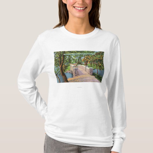 Beardsley Park Uitzicht van de Stone Bridge T-shirt (Voorkant)
