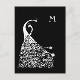 Beardsley Peacocks Pair Monogram Post Card Briefkaart