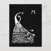Beardsley Peacocks Pair Monogram Post Card Briefkaart (Voorkant)