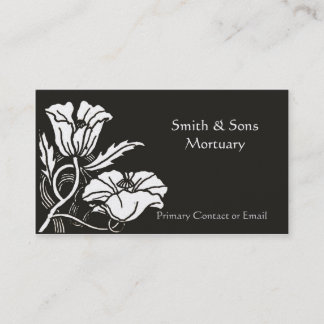 Beardsley Poppies Elegant Mortuary Visitekaartje