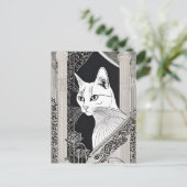 Beardsley Style Cat Briefkaart (Staand voorkant)