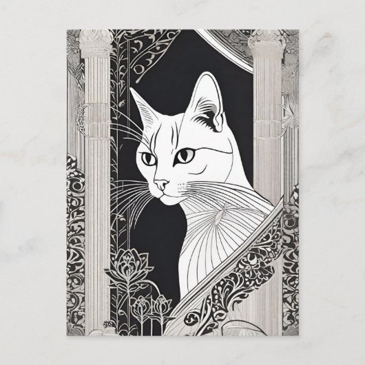 Beardsley Style Cat Briefkaart (Voorkant)