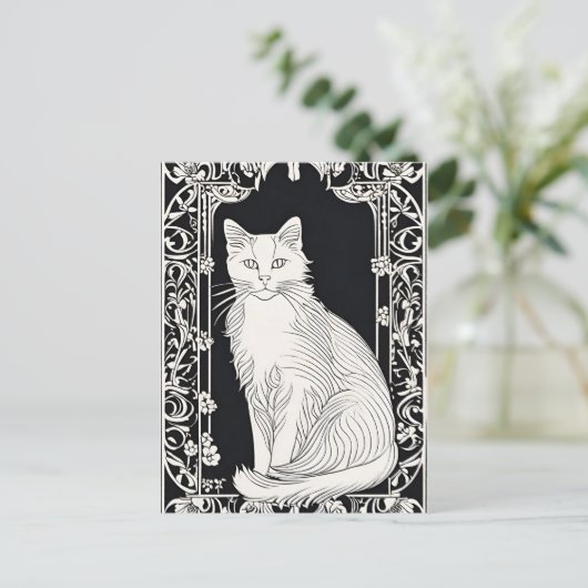 Beardsley Style Cat Briefkaart (Staand voorkant)