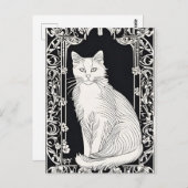 Beardsley Style Cat Briefkaart (Voorkant / Achterkant)