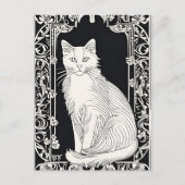 Beardsley Style Cat Briefkaart (Voorkant)