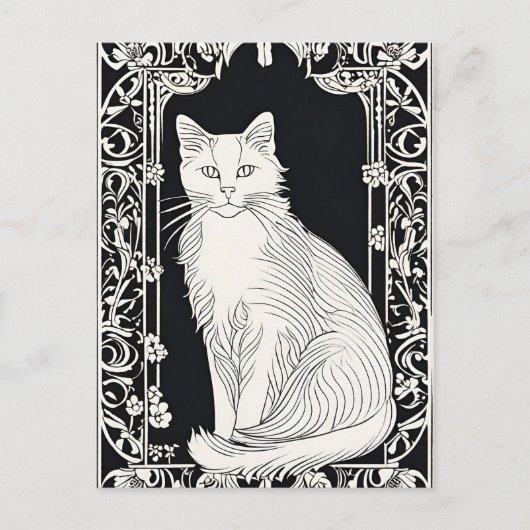 Beardsley Style Cat Briefkaart (Voorkant)