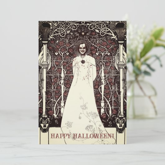 Beardsleyan Happy Halloween Wenskaart Feestdagenkaart (Staand voorkant)