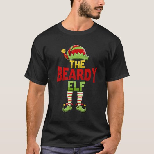 Beardy ELF Family Matching Group Christmas Pajamas T-shirt (Voorkant)