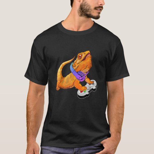 Beared Dragon Plays Video Games Gamer Boy Mannen T-shirt (Voorkant)