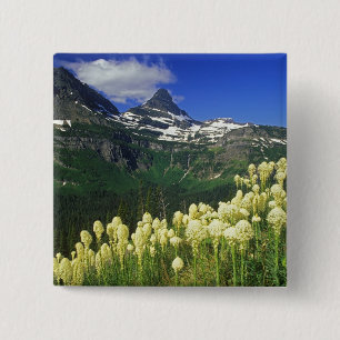 Beargrass bij Logan Pass in Glacier National Park Vierkante Button 5,1 Cm