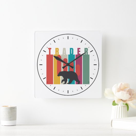 Bearish market | Trader | Simple design Vierkante Klok (Huis)