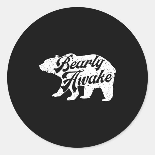 Bearly Awake Bear. Funny Bear Christmas Pajamas Gi Ronde Sticker (Voorkant)