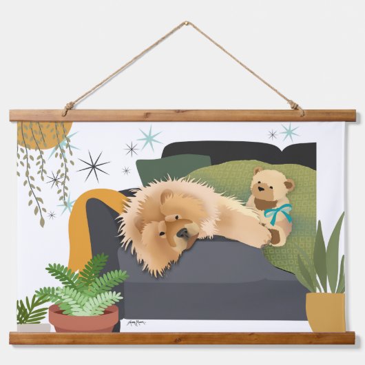BEARLY AWAKE - CHOW-hout met tapijt Hangend Wandkleed (Voorkant)