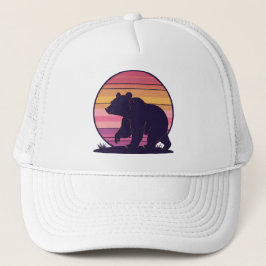 Bearly Awake – Funny Retro Beer Sunset Trucker Pet