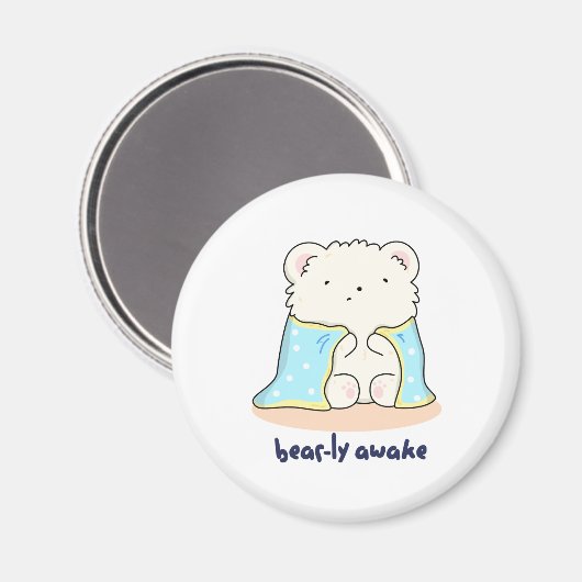 Bearly Awake Funny Sleepy Beer Pun Magneet (Voorkant / Achterkant)