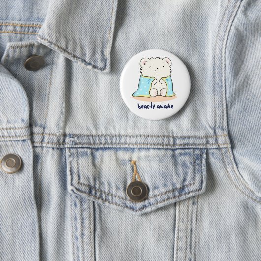 Bearly Awake Funny Sleepy Beer Pun Ronde Button 5,7 Cm (In situ)