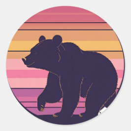 Bearly Awake – Grappig Retro Beer Sunset Design Ronde Sticker