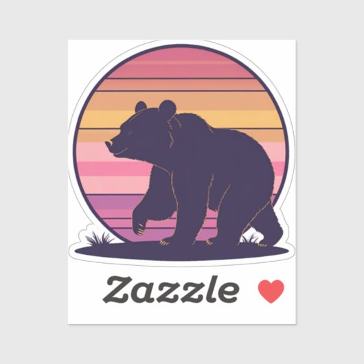 Bearly Awake – Grappig Retro Beer Sunset Design Sticker (Vel)