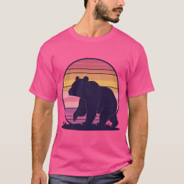 Bearly Awake – Grappig Retro Beer Sunset Design T-shirt