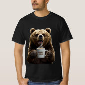 Bearly Awake: Grumpy Beer Coffee Graphic T-shirt (Voorkant)