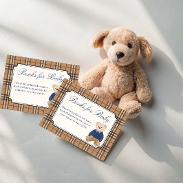 Bearly classic plaid baby shower boeken aanvraag informatiekaartje