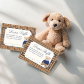 Bearly classic plaid baby shower luierverloting informatiekaartje