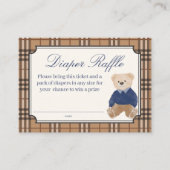 Bearly classic plaid baby shower luierverloting informatiekaartje (Voorkant)