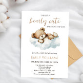 Bearly Cute Baby Shower Invitation | Neutral Teddy Kaart