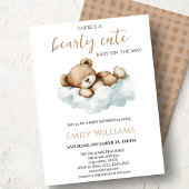 Bearly Cute Baby Shower Invitation | Neutral Teddy Kaart
