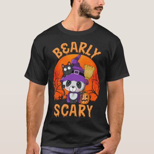 Bearly Scary Cute Halloween Costume Panda Witch Bl T-shirt (Voorkant)
