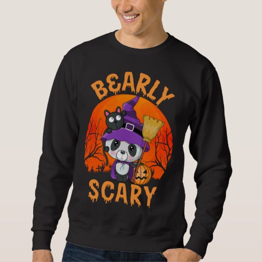 Bearly Scary Cute Halloween Costume Panda Witch Bl Trui (Voorkant)