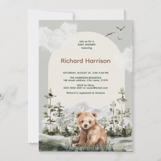 Bearly schattig waterverf bos beer baby shower kaart (Voorkant)