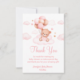 Bearly wacht, meisje baby shower schattig beer roz bedankkaart