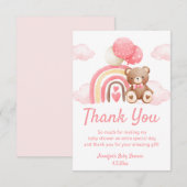 Bearly Wacht, Meisje baby shower Teady beer Pink Bedankkaart (Voorkant / Achterkant)