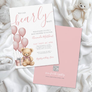 Bearly Wacht Meisje Roze Beer Baby Shower Kaart