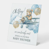 Bearly Wait Air Plane Baby shower Welkomstbord Reclamebord Met Voetstuk (Voorkant)