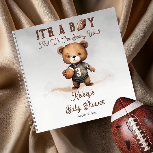 Bearly Wait Amerikaanse Football Baby shower Gast Notitieboek