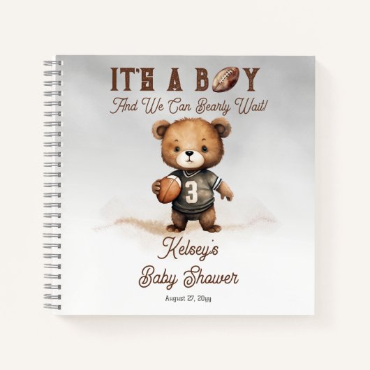 Bearly Wait Amerikaanse Football Baby shower Gast Notitieboek (Voorkant)