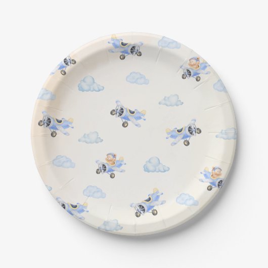 Bearly Wait Baby Shower Flying Bear & Cloud  Papieren Bordje (Voorkant)