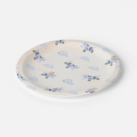 Bearly Wait Baby Shower Flying Bear & Cloud  Papieren Bordje (Gekanteld)